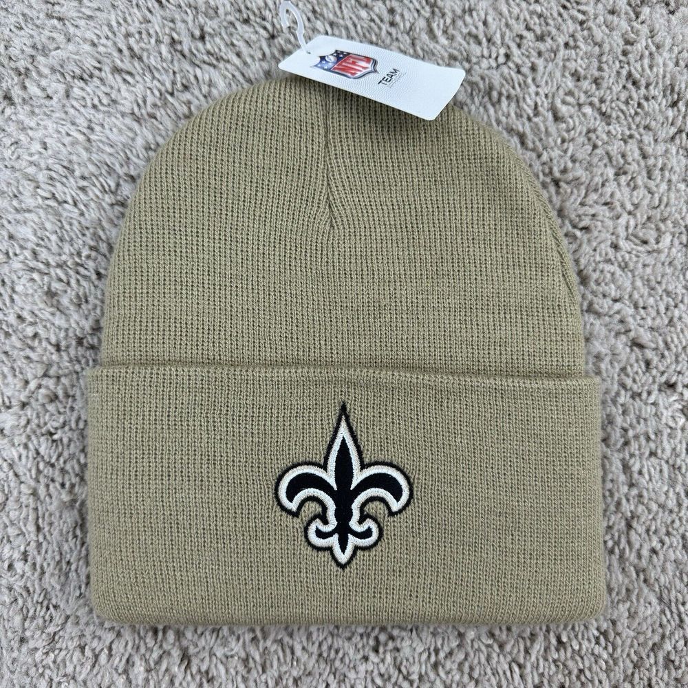 New Orleans Saints Beanie NFL Team Apparel Gold Black‎ Team Logo Cuffed Knit Hat